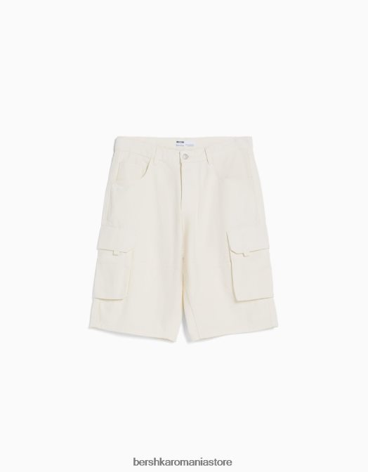 Bershka bărbați bermude largi cargo cremă Z86D3289 îmbrăcăminte
