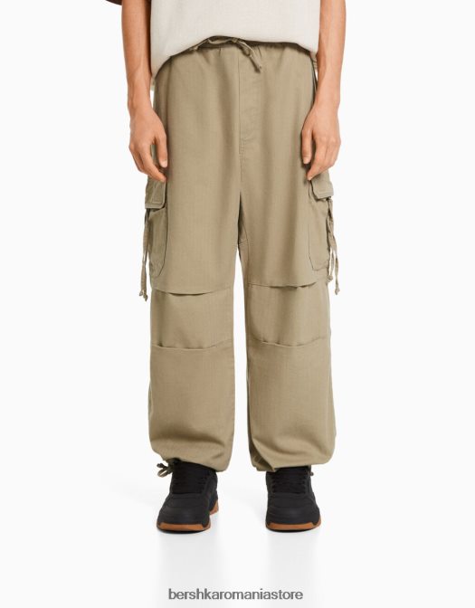 Bershka bărbați pantaloni de jogging din bumbac brodati cămilă Z86D3293 îmbrăcăminte