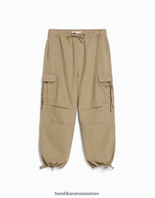 Bershka bărbați pantaloni de jogging din bumbac brodati cămilă Z86D3293 îmbrăcăminte