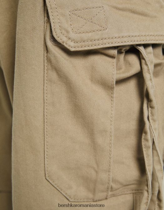 Bershka bărbați pantaloni de jogging din bumbac brodati cămilă Z86D3293 îmbrăcăminte