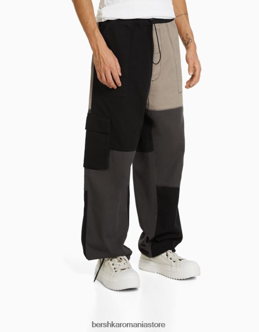Bershka bărbați pantaloni de trening cargo bloc de culoare negru Z86D3277 îmbrăcăminte