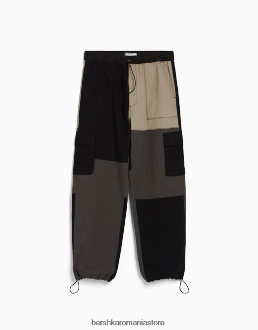 Bershka bărbați pantaloni de trening cargo bloc de culoare negru Z86D3277 îmbrăcăminte
