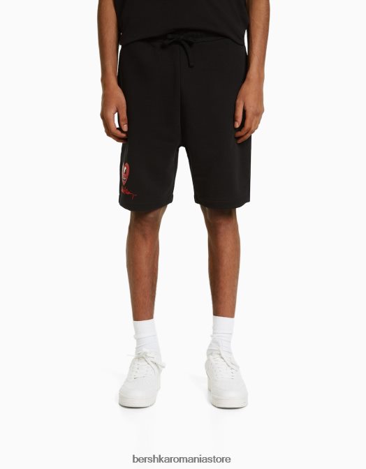 Bershka bărbați bermudă cu imprimeu Keith Haring negru Z86D3365 îmbrăcăminte