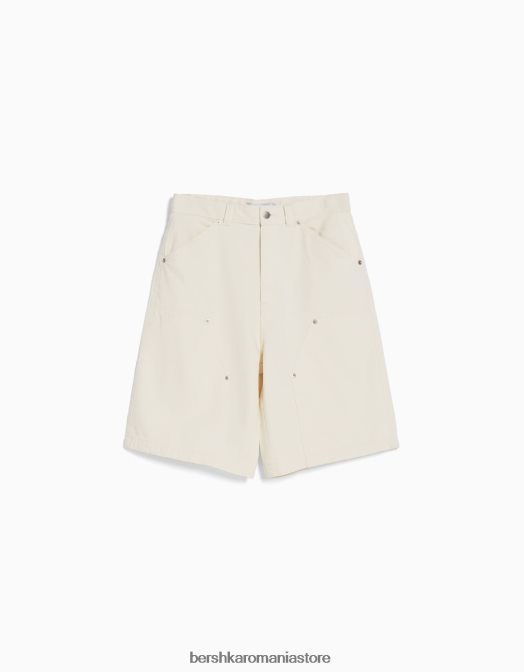 Bershka bărbați bermudă de dulgher din bumbac nisip Z86D3294 îmbrăcăminte