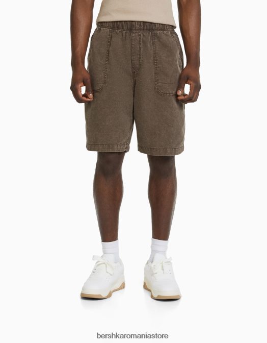 Bershka bărbați bermudă de jogger din amestec de bumbac și in cămilă Z86D3359 îmbrăcăminte