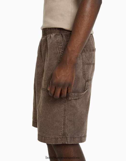 Bershka bărbați bermudă de jogger din amestec de bumbac și in cămilă Z86D3359 îmbrăcăminte