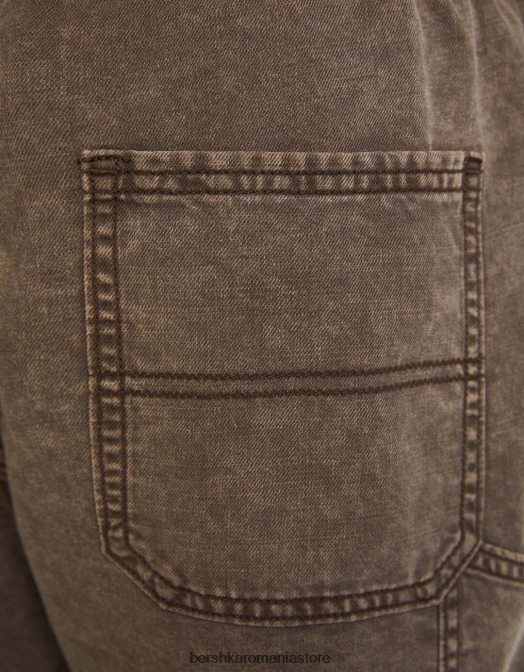 Bershka bărbați bermudă de jogger din amestec de bumbac și in cămilă Z86D3359 îmbrăcăminte