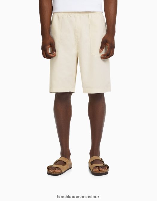 Bershka bărbați bermudă de jogger din amestec de bumbac și in nisip Z86D3358 îmbrăcăminte