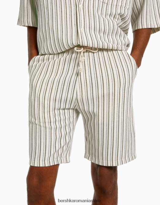 Bershka bărbați bermudă de jogger rustic în dungi cremă Z86D3369 îmbrăcăminte