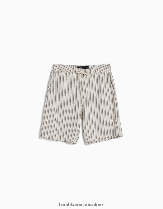 Bershka bărbați bermudă de jogger rustic în dungi cremă Z86D3369 îmbrăcăminte