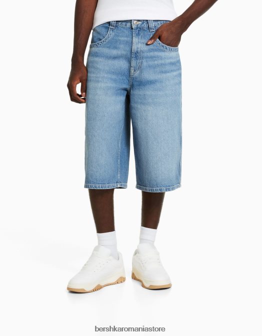 Bershka bărbați bermudă din denim din anii \'90 super largi albastru deschis Z86D3376 îmbrăcăminte