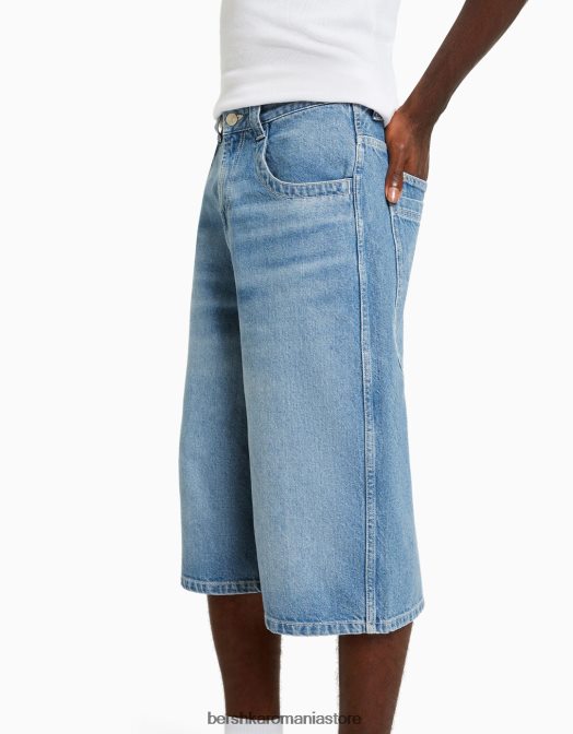 Bershka bărbați bermudă din denim din anii \'90 super largi albastru deschis Z86D3376 îmbrăcăminte