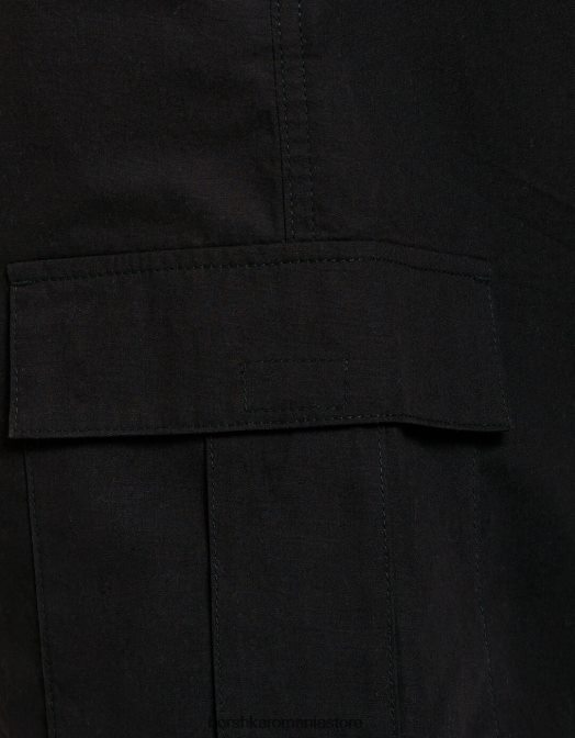 Bershka bărbați bermudă din poplin cu parașuta negru Z86D3439 îmbrăcăminte