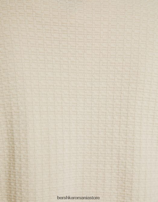 Bershka bărbați bermudă din tricot texturat cremă Z86D2997 îmbrăcăminte