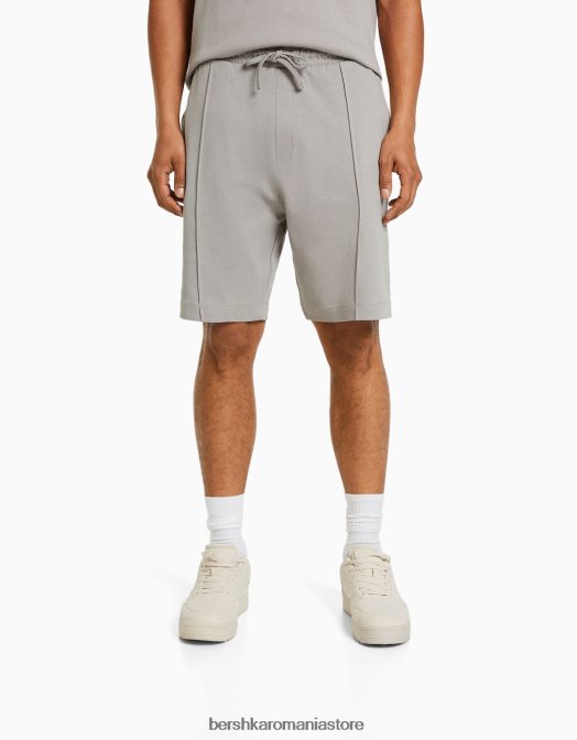 Bershka bărbați bermudă interlock plush gri Z86D3375 îmbrăcăminte