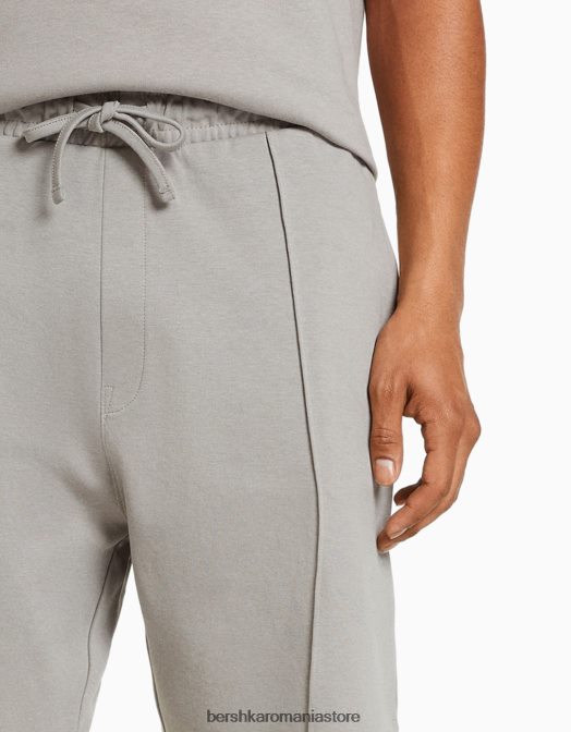 Bershka bărbați bermudă interlock plush gri Z86D3375 îmbrăcăminte