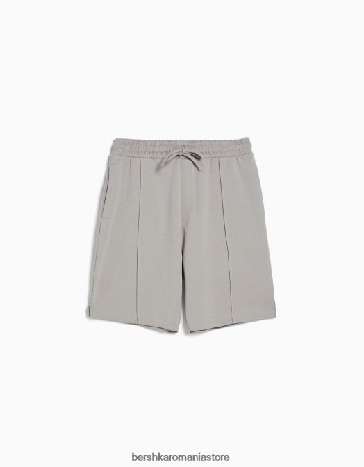 Bershka bărbați bermudă interlock plush gri Z86D3375 îmbrăcăminte