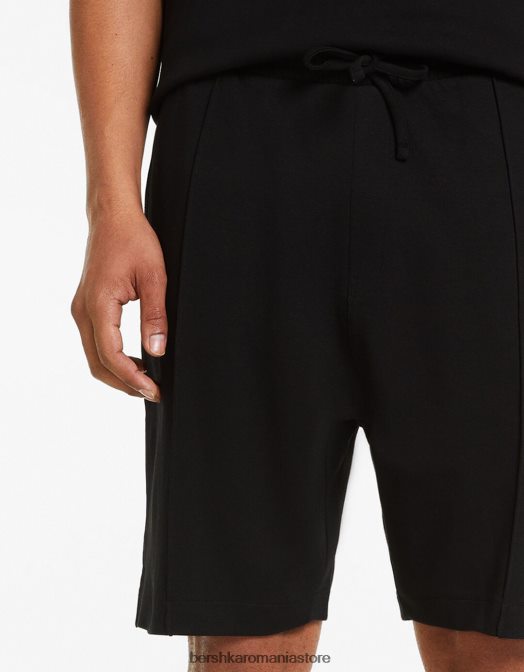Bershka bărbați bermudă interlock plush negru Z86D3373 îmbrăcăminte