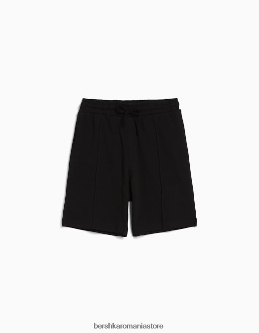 Bershka bărbați bermudă interlock plush negru Z86D3373 îmbrăcăminte
