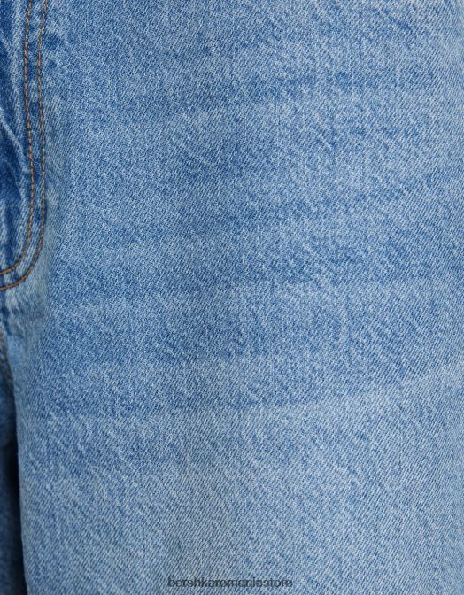 Bershka bărbați bermudă largi din denim albastru deschis Z86D3336 îmbrăcăminte