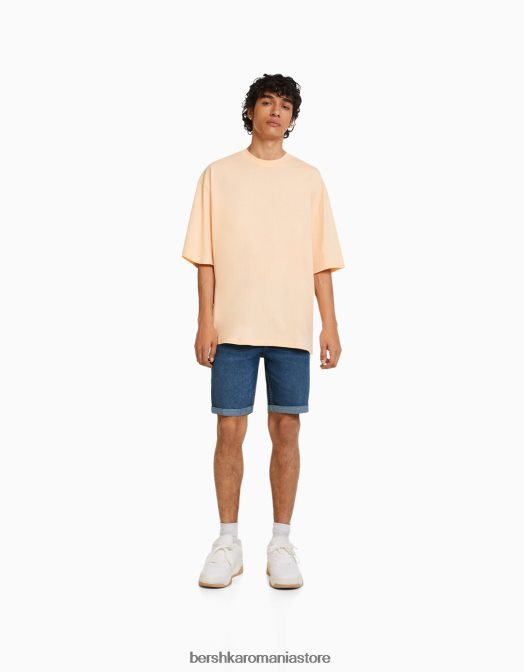 Bershka bărbați bermudă skinny roll-up din denim albastru Z86D3344 îmbrăcăminte