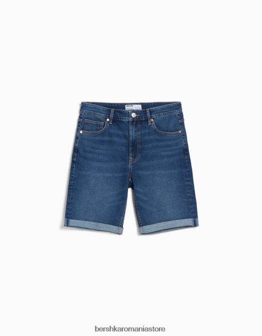 Bershka bărbați bermudă skinny roll-up din denim albastru Z86D3344 îmbrăcăminte