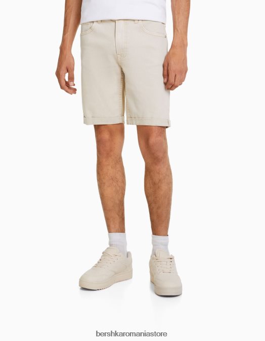 Bershka bărbați bermudă skinny roll-up din denim bej Z86D3346 îmbrăcăminte