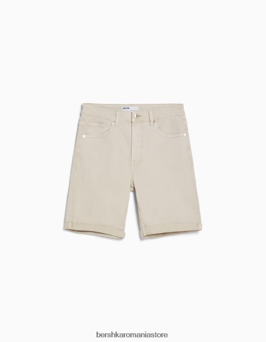 Bershka bărbați bermudă skinny roll-up din denim bej Z86D3346 îmbrăcăminte