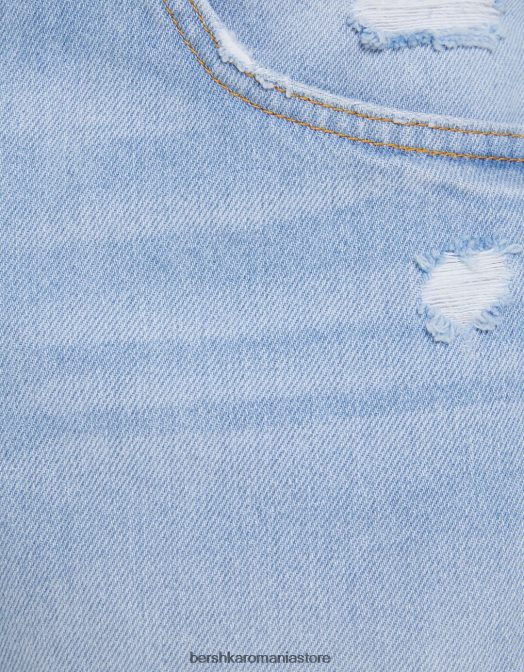 Bershka bărbați bermudă slim fit din denim rupt albastru deschis Z86D3301 îmbrăcăminte