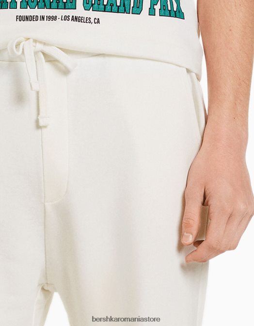 Bershka bărbați bermuda cu imprimeu relaxat fit aproape alb Z86D3325 îmbrăcăminte