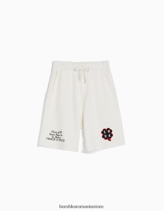 Bershka bărbați bermuda cu imprimeu relaxat fit aproape alb Z86D3325 îmbrăcăminte