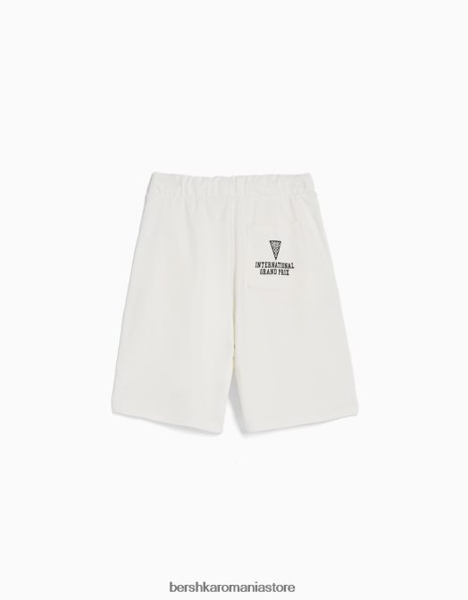 Bershka bărbați bermuda cu imprimeu relaxat fit aproape alb Z86D3325 îmbrăcăminte