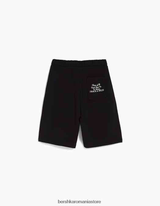 Bershka bărbați bermuda cu imprimeu relaxat fit negru Z86D3326 îmbrăcăminte