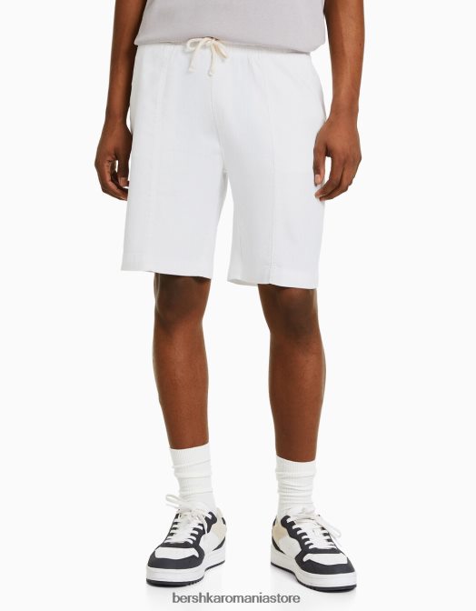 Bershka bărbați bermude cu finisaj rustic alb Z86D3307 îmbrăcăminte
