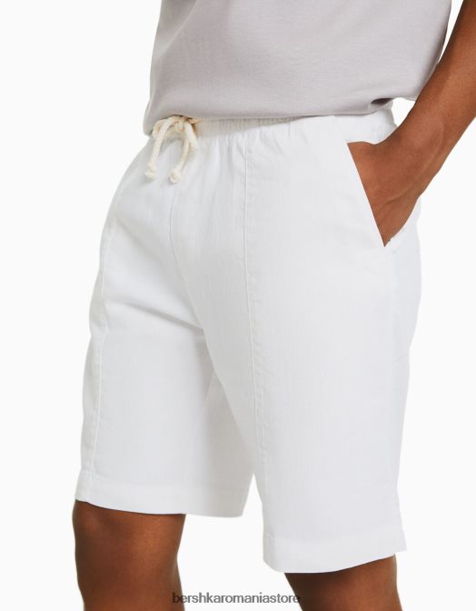 Bershka bărbați bermude cu finisaj rustic alb Z86D3307 îmbrăcăminte
