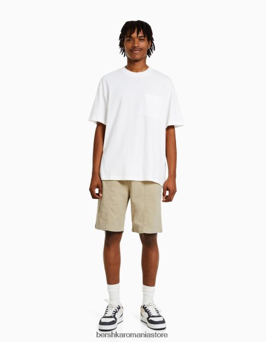 Bershka bărbați bermude cu finisaj rustic cămilă Z86D3306 îmbrăcăminte