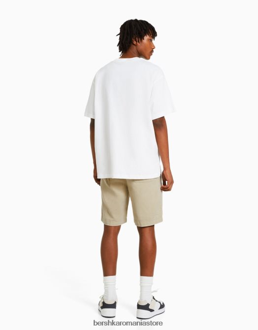 Bershka bărbați bermude cu finisaj rustic cămilă Z86D3306 îmbrăcăminte