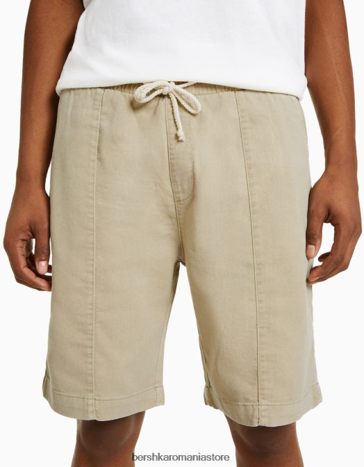 Bershka bărbați bermude cu finisaj rustic cămilă Z86D3306 îmbrăcăminte