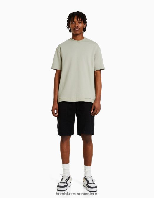 Bershka bărbați bermude cu finisaj rustic negru Z86D3308 îmbrăcăminte