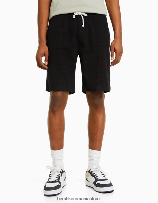 Bershka bărbați bermude cu finisaj rustic negru Z86D3308 îmbrăcăminte