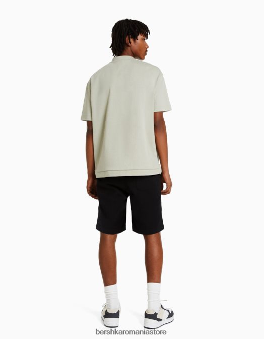 Bershka bărbați bermude cu finisaj rustic negru Z86D3308 îmbrăcăminte