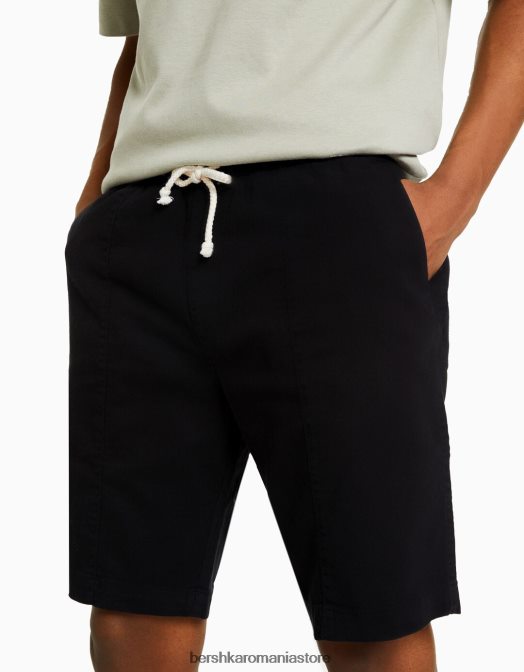 Bershka bărbați bermude cu finisaj rustic negru Z86D3308 îmbrăcăminte