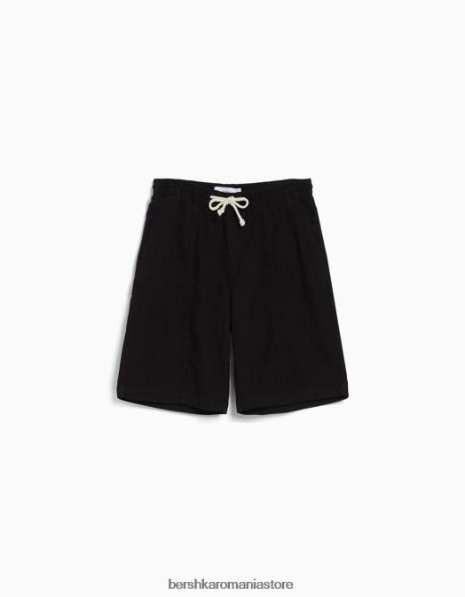 Bershka bărbați bermude cu finisaj rustic negru Z86D3308 îmbrăcăminte