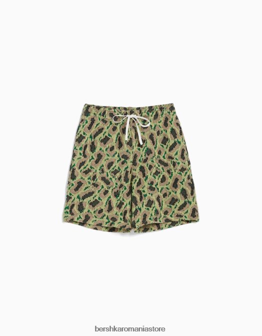 Bershka bărbați bermude cu imprimeu jacquard kaki Z86D3353 îmbrăcăminte