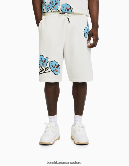 Bershka bărbați bermude cu petice cremă Z86D3349 îmbrăcăminte