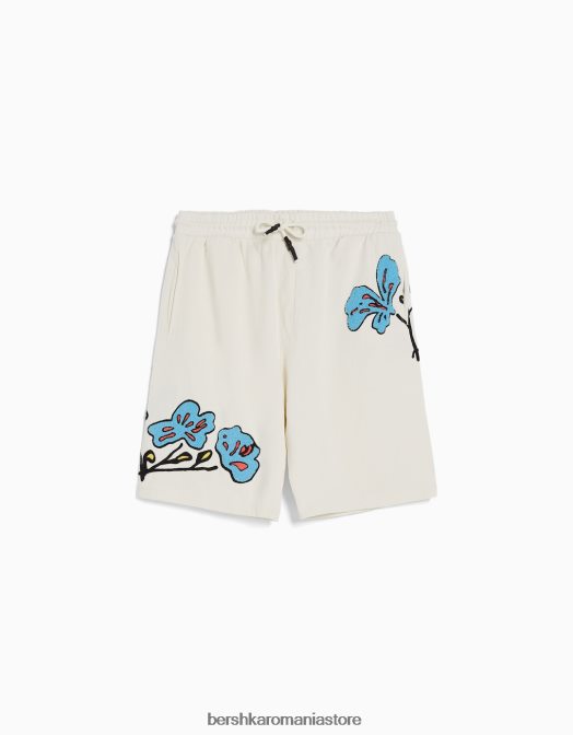 Bershka bărbați bermude cu petice cremă Z86D3349 îmbrăcăminte