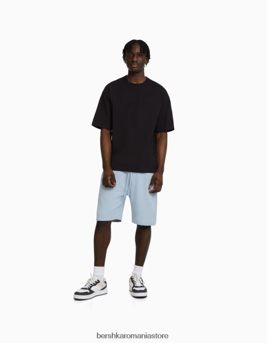 Bershka bărbați bermude de bază de pluș albastru deschis Z86D3319 îmbrăcăminte