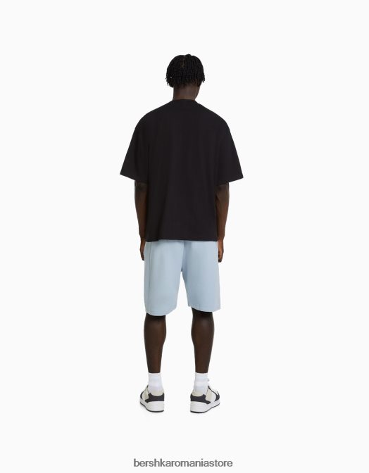 Bershka bărbați bermude de bază de pluș albastru deschis Z86D3319 îmbrăcăminte