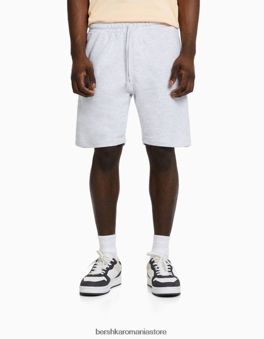 Bershka bărbați bermude de bază de pluș gri Z86D3320 îmbrăcăminte