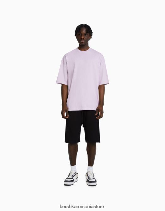 Bershka bărbați bermude de bază de pluș negru Z86D3315 îmbrăcăminte